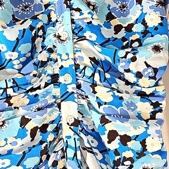 Rails NWOT Lisa Womens Sz S Blue Floral Y2K Feminine Ruching Flattering Top - Picture 13 of 13